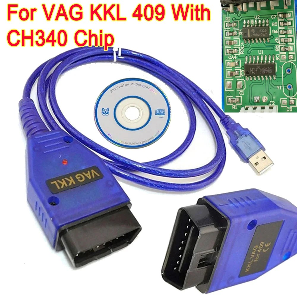 Чип CH340 для сканера VAG KKL 409 OBD2 диагностический USB-интерфейс 1 Кабель-адаптер Group