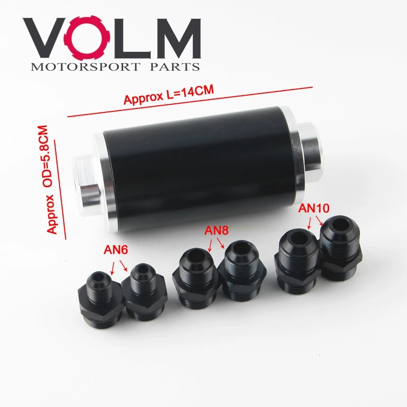 

Универсальный 58 мм топливный фильтр AN6 8 10 фитинг-адаптер 100 микрон фильтрующий элемент из нержавеющей стали FF01