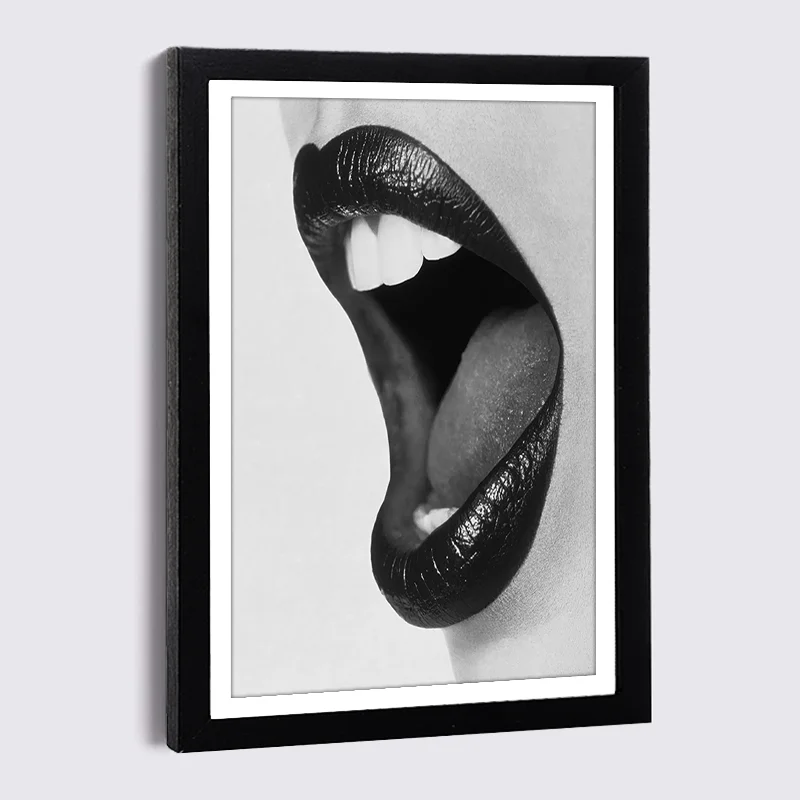 

Nordic Sexy Lips Canvas Painting Photo Frames 5" 7" 8" Black Picture Frame Modern Art Luxury Photo Wall Home Decor Wooden Frame