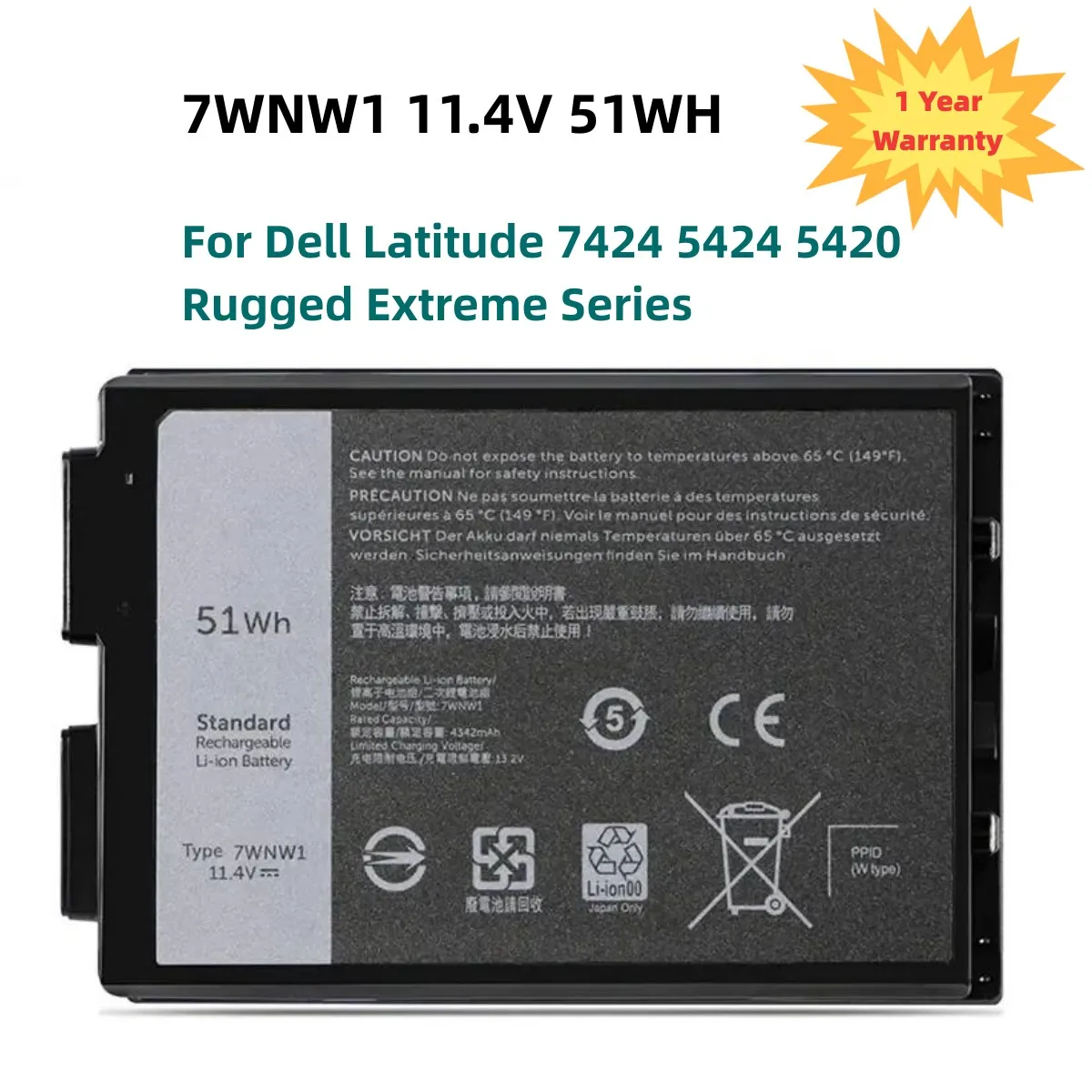 7WNW1 Аккумулятор для ноутбука Dell Latitude 7424 5424 5420 прочный ноутбук серии Extreme P85G P86G DMF8C