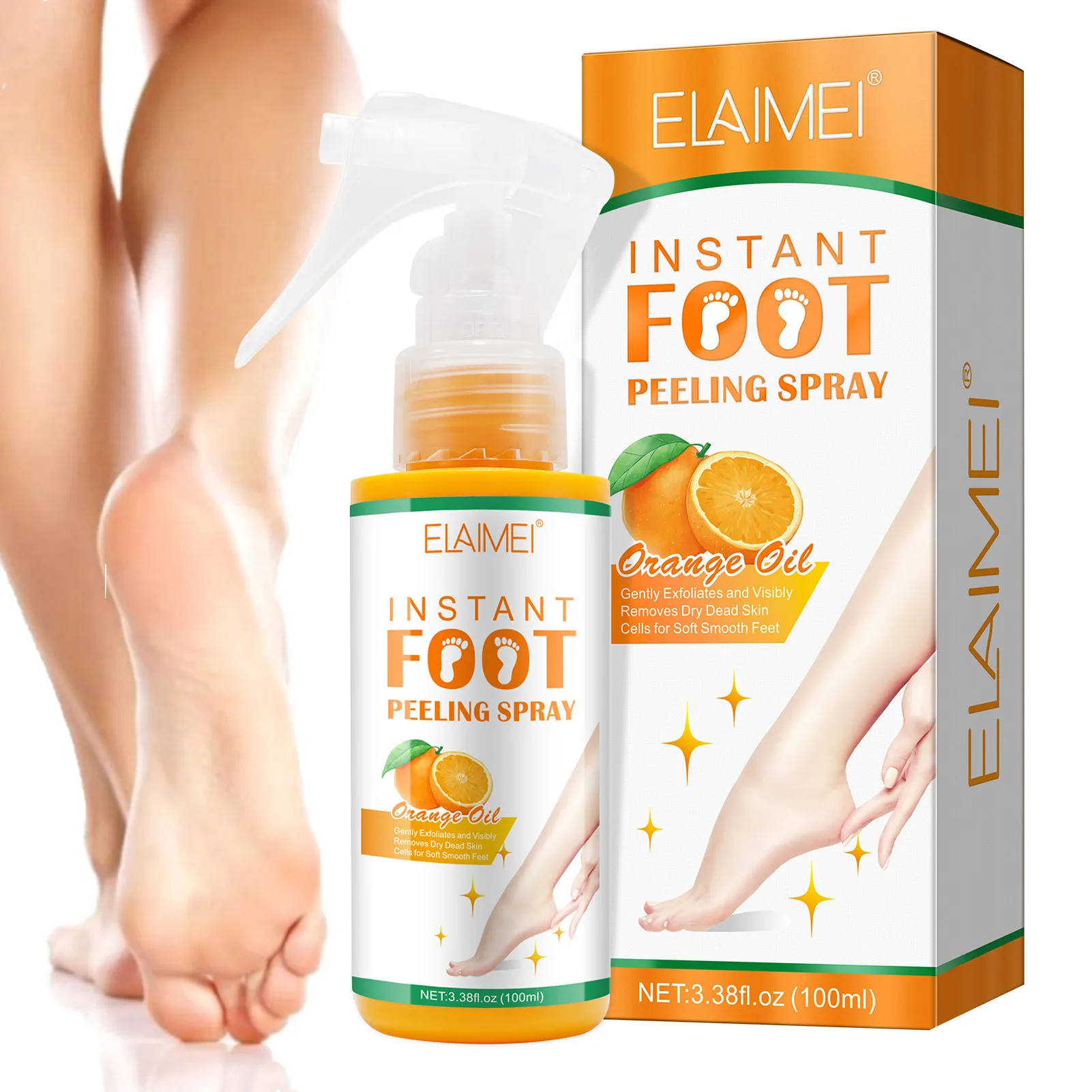 

100ml Foot Peeling Spray Natural Orange Essence Pedicure Hands Dead Skin Exfoliator Whiten Foot Exfoliating Care Tool Cosmetics