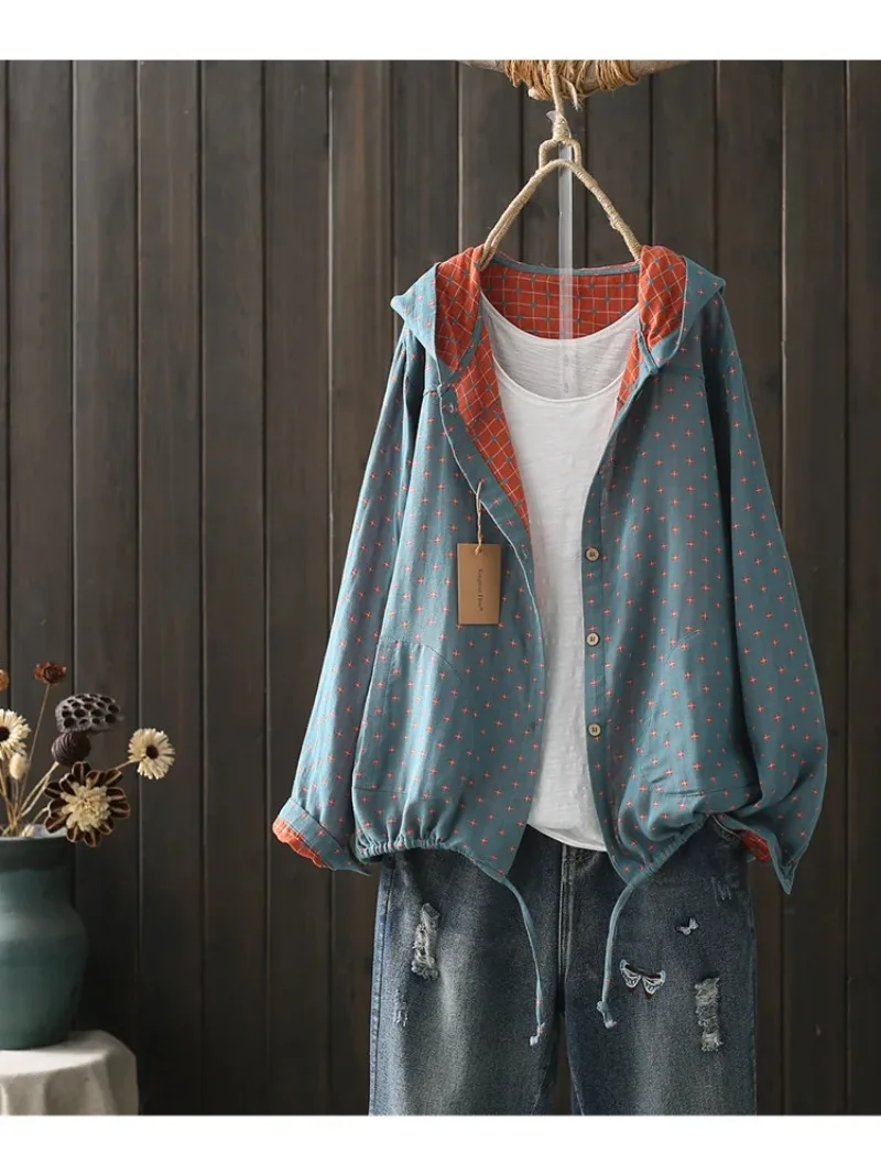 Lamtrip винтажный кардиган в горошек с узором двухслойная хлопковая пряжа длинными