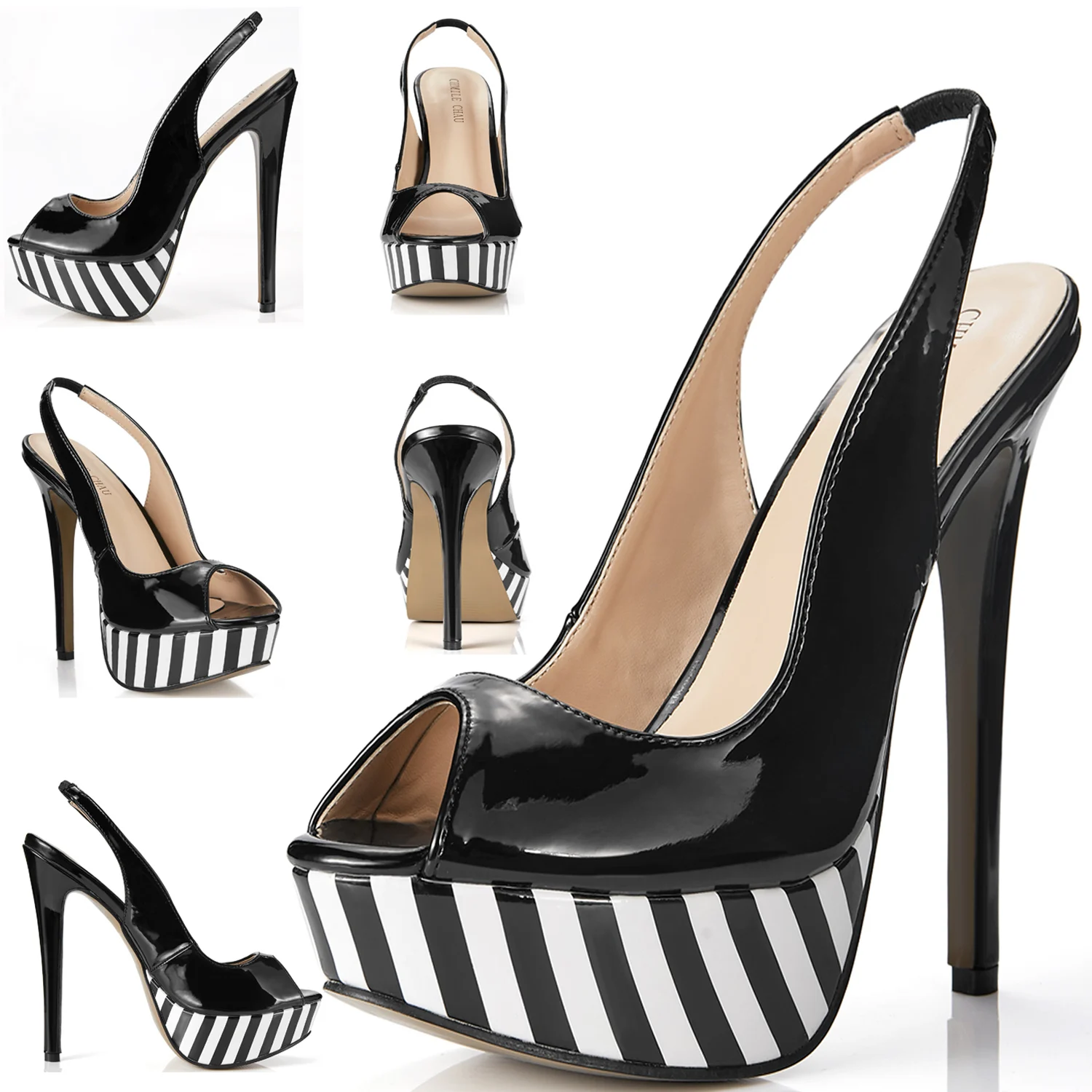 

2022 New Sexy Dress Party Shoe Women Peep Toe Stiletto High Heel Sandal Slingback Platform Fashion Lady Pumps Zapatos Mujer 4-ls