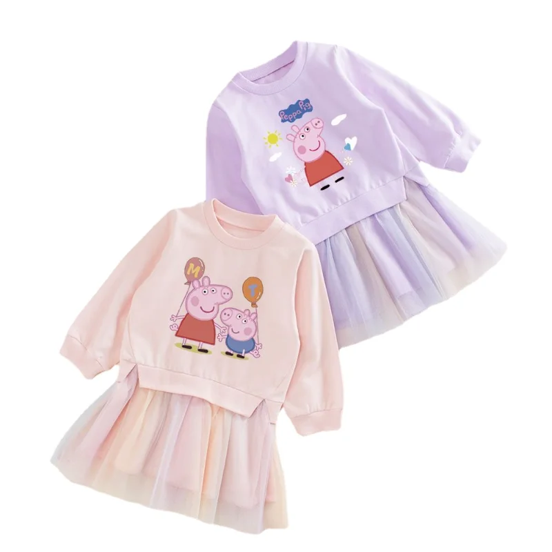 

Детская юбка Свинка Пеппа из мультфильма Джордж Свинка Новинка весна-осень 2023 милое Аниме модное Сетчатое платье для девочек на осень