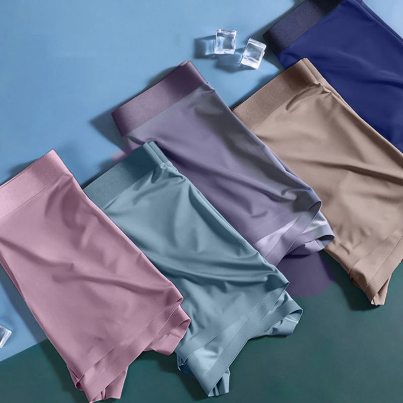 

Men's Flat-footed One-piece Seamless Underwear Cotton Blend Underwear Solid Color Breathable Antibacterial Mid-waist Underwear