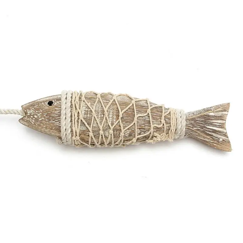 

2Pcs Retro Mediterranean Style Retro Rustic Hand Carved Hanging Wood Fish Ornaments For Home Hanging Decor Gift