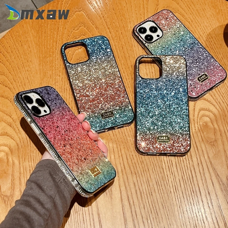 

Luxury Bling Casing For iPhone 14 13 12 11 Pro Max XS Max XR X 8 7 6 6s Plus iridescent Glitter Diamond multicolor Phone Cover