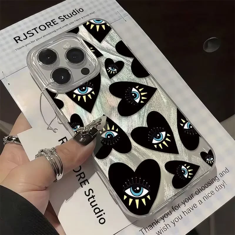 Фото Чехол для телефона Blue Eyes Evil Eye Black Heart для iPhone 17 Air 16 e 15 14 13 12 11 Pro Max Plus SE 2020 2022 №1