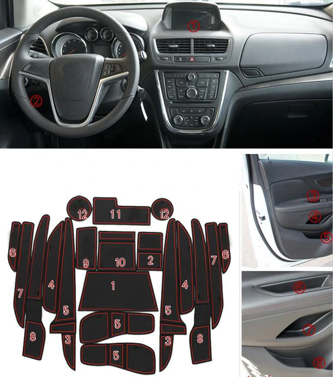 

Нескользящие Коврики для дверных ворот, подлокотников для чашек, коврик для хранения для Buick Encore 2013 2014 2015