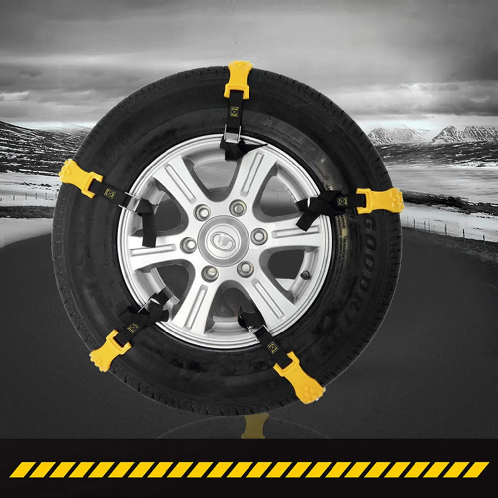 

10Pcs Car Snow Chains Anti Tire Chains Portable Emergency Traction Snow Mud Chains for Snowfield Winter Driving Truck Yellow