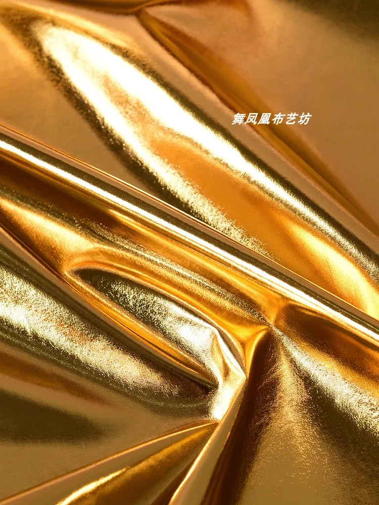 Двусторонняя блестящая золотистая ткань из искусственной кожи