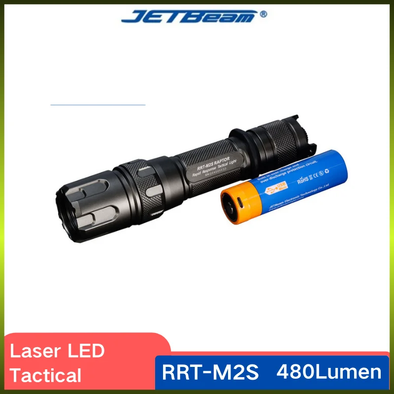 

JetBeam RRT-M2S Laser LED Flashlight 480 lumen Tiny transparency lens Long Throw Beam 1000M Tactical Torch Hunting Flashlight