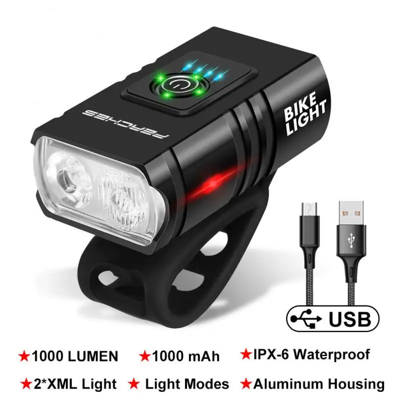 

6 Modes Bicycle Light LED Bicycle Lantern USB Rechargeable Light Aluminum Alloy Cycling Headlight Flashlight Bike Accessories