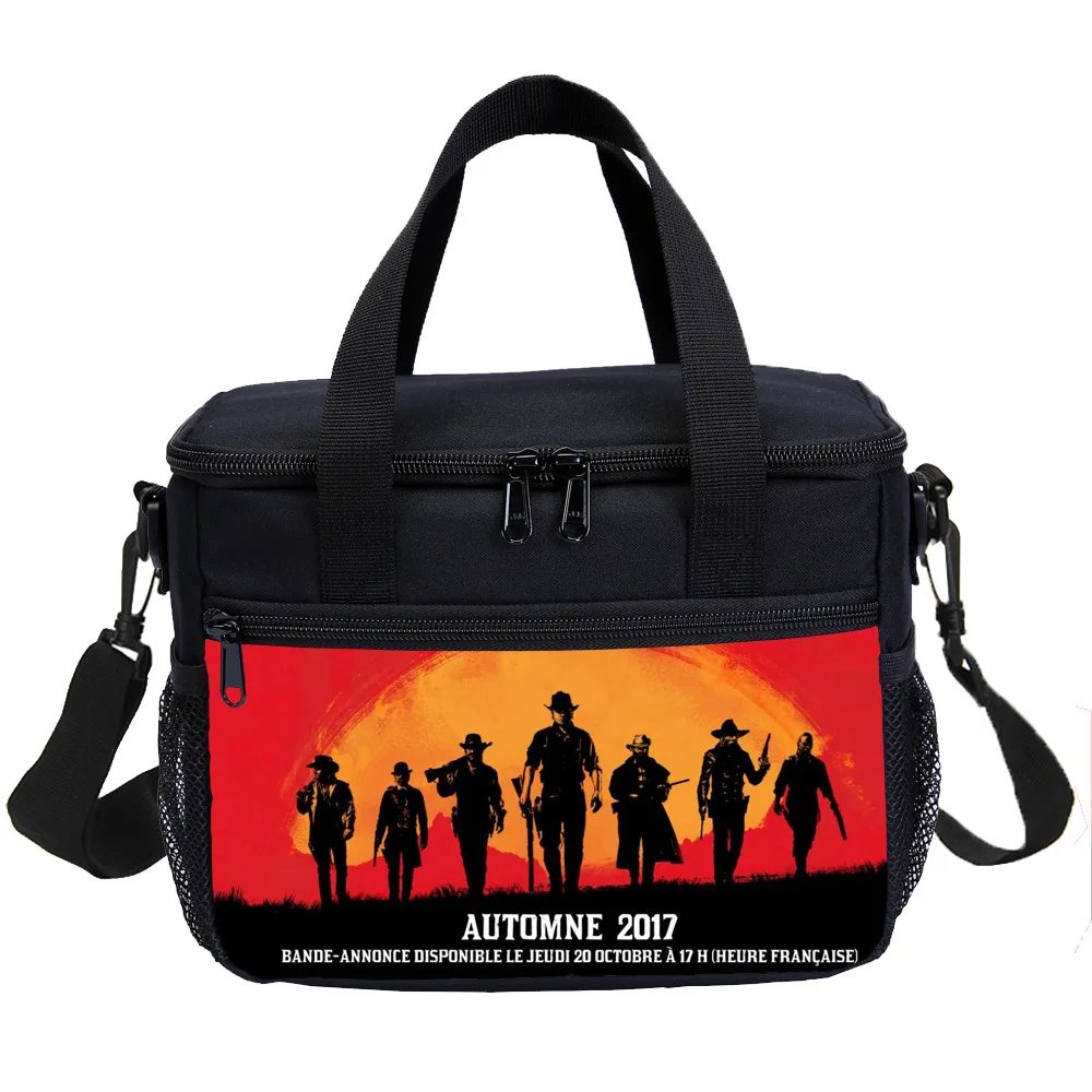 

Red Dead Western Redemption Portable Lunch Bag School Lunch Tote Early Dinner Box for Kids Students