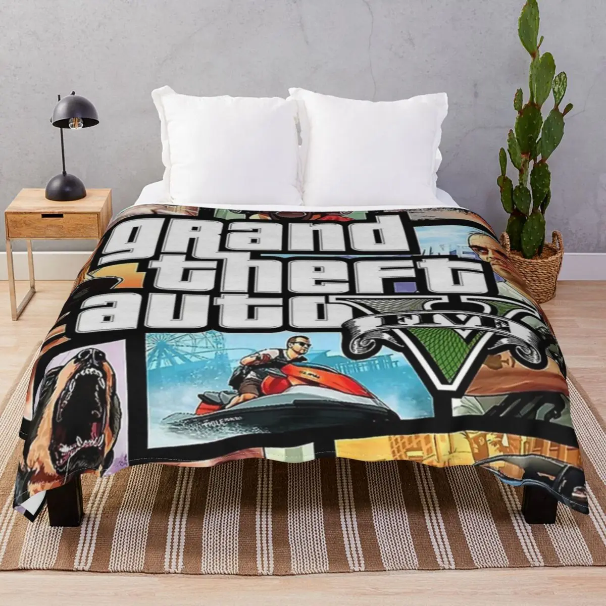 Grand Theft Auto Five Blanket Velvet Autumn Portable Unisex Throw Blankets for Bedding Sofa Travel Cinema