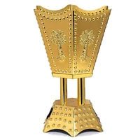 luxury arab tower style hollow out metal incense burner golden tower arab style censer holder vintage golden incense burner
