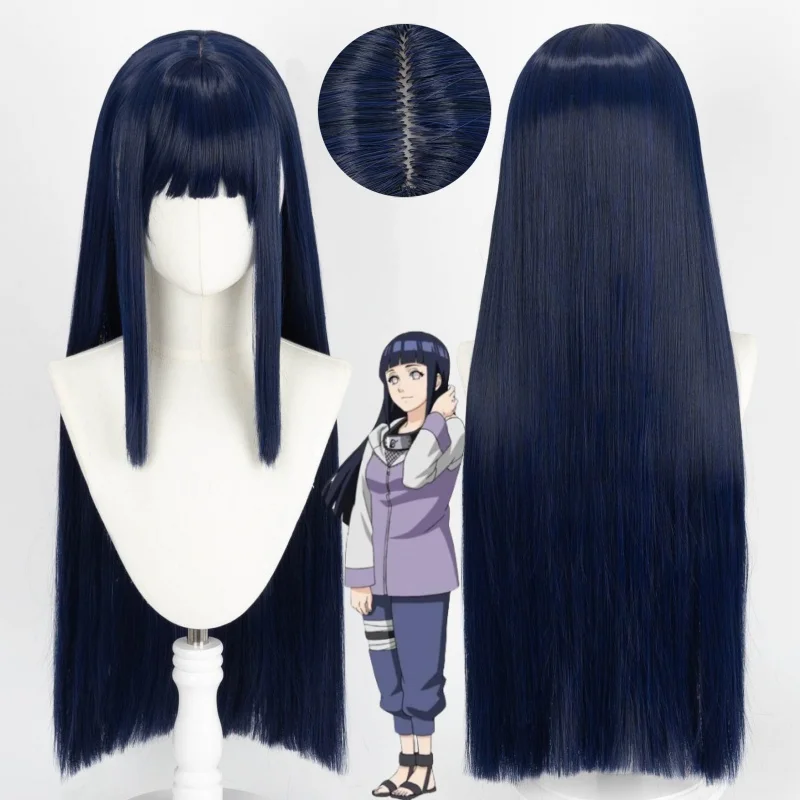Парик Аниме ND Хьюга Хината Длинные Прямые Волосы С Милой Челкой Термостойкие