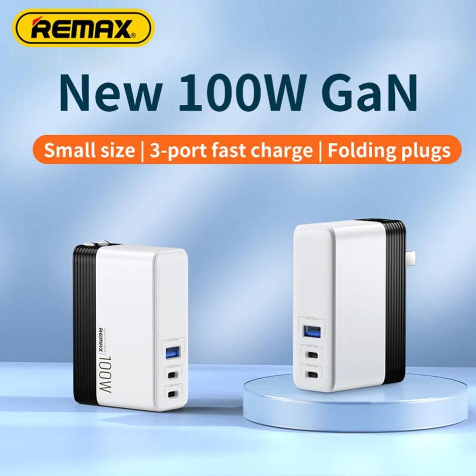 

NEW REMAX RP-U99 Newest QC3.0 PD3.0 2 Type C Laptop Fast GaN 100W CN Fast Pd Charger Quick Charging Wall Charger Adapter