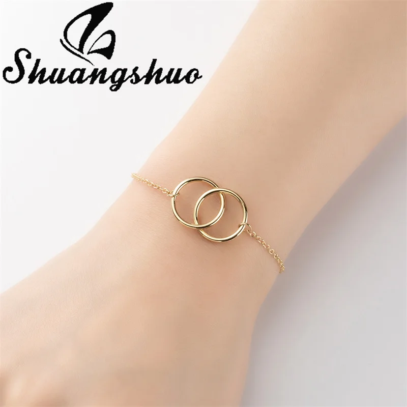 Shuangshuo модный простой дизайн Круглый Шарм-браслет минималистичные двойные