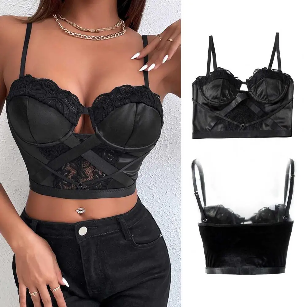 

V-Neck Cross Design Hollow Out Bandage Crop Female Summer Tank Top for Party