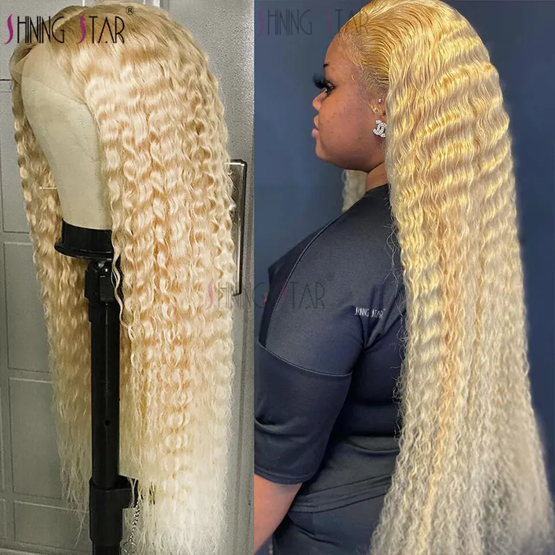 

613 Honey Blonde Wig Deep Wave 13X4 Hd Curly Lace Front Human Hair Wig Loose Deep Wave Colored Glueless Lace Frontal Wigs Remy