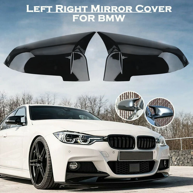 

Rear View Mirror Cover Side Mirror Cap For BMW 5 Series F10 F11 F18 2014-2017 Bright Black