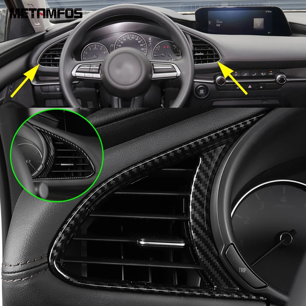 

Для Mazda 3 M3 Axela 2019 2020 2021 2022 приборная панель из углеродного волокна, боковая Передняя Крышка вентиляционного отверстия, отделка, автомобильны...
