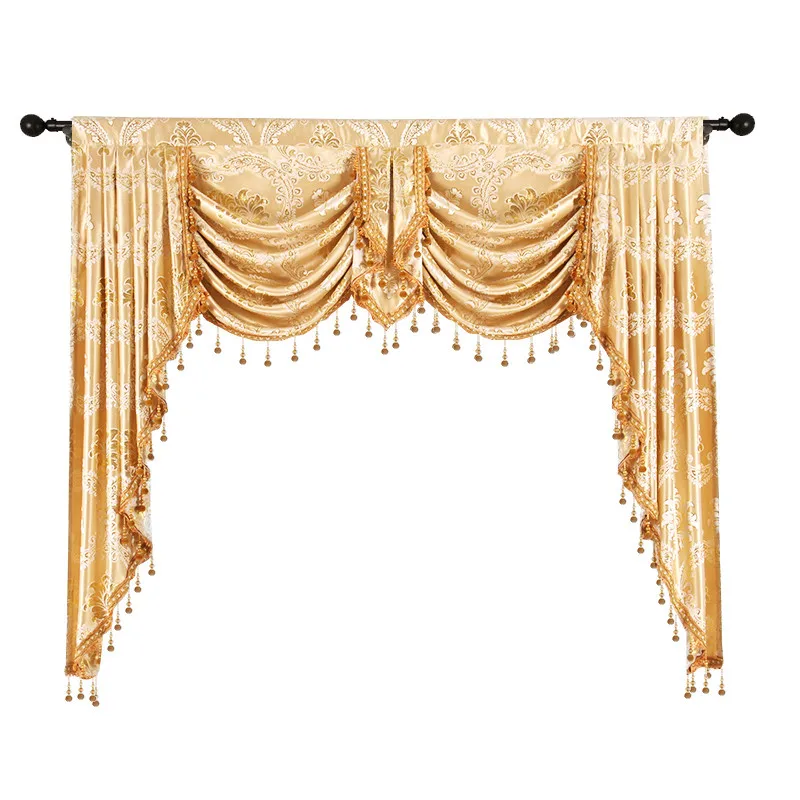 

European Encrypted Gold Wire Jacquard Curtains for Living Dining Room Bedroom Luxury Home Decor Blackout Curtains
