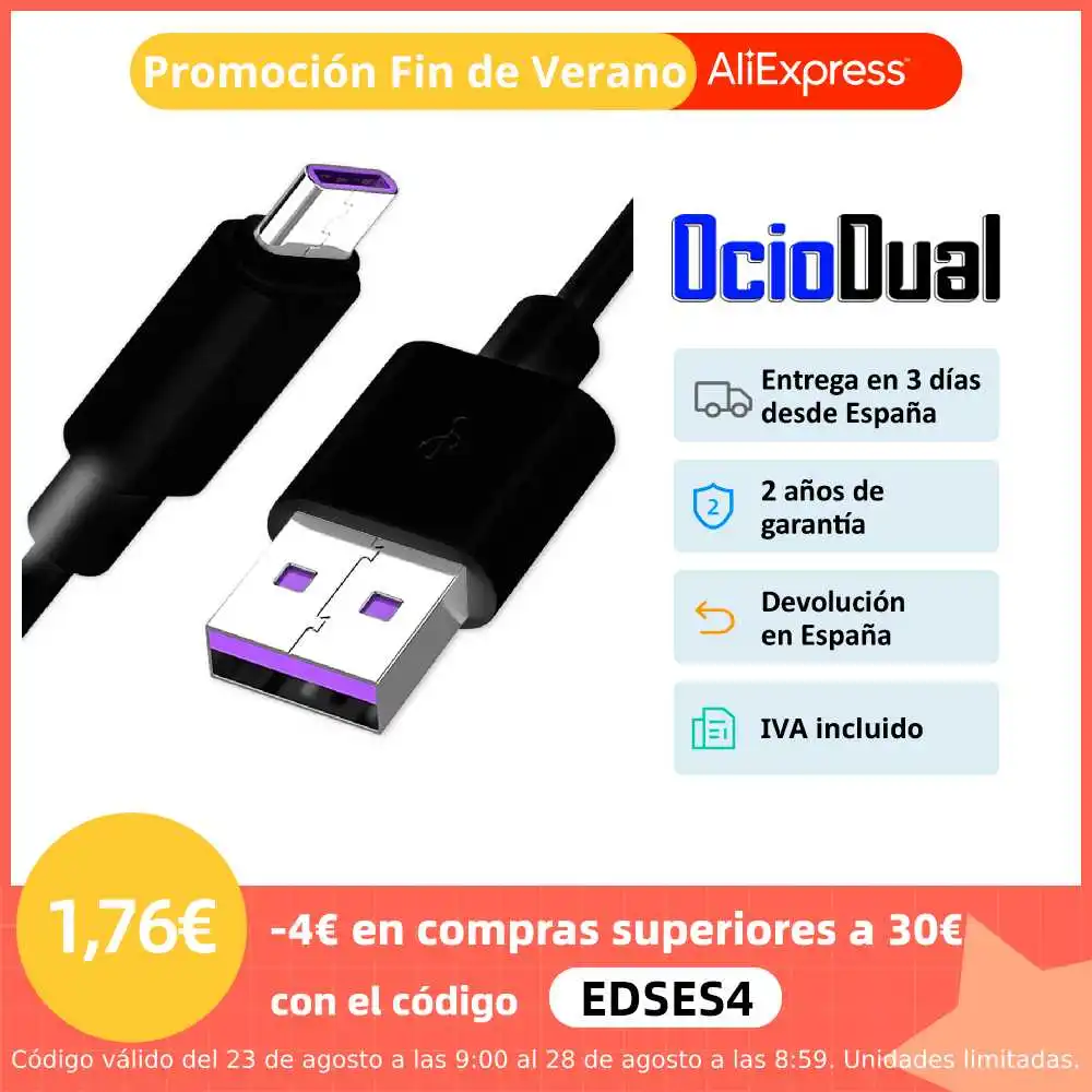 USB C кабель для передачи данных 5 А черный шнур быстрой зарядки Huawei P40 P30 Pro P20 Lite Mate 30