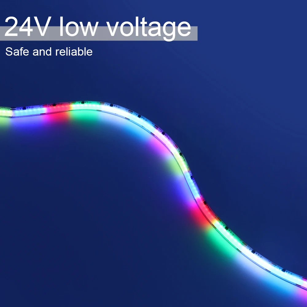 

Addressable COB LED Strip RGB IC Light Strip WS2811 Full Color 12V 24V Colorful Lamp Tape Pixel FOB Strip RA90 for Room Decor