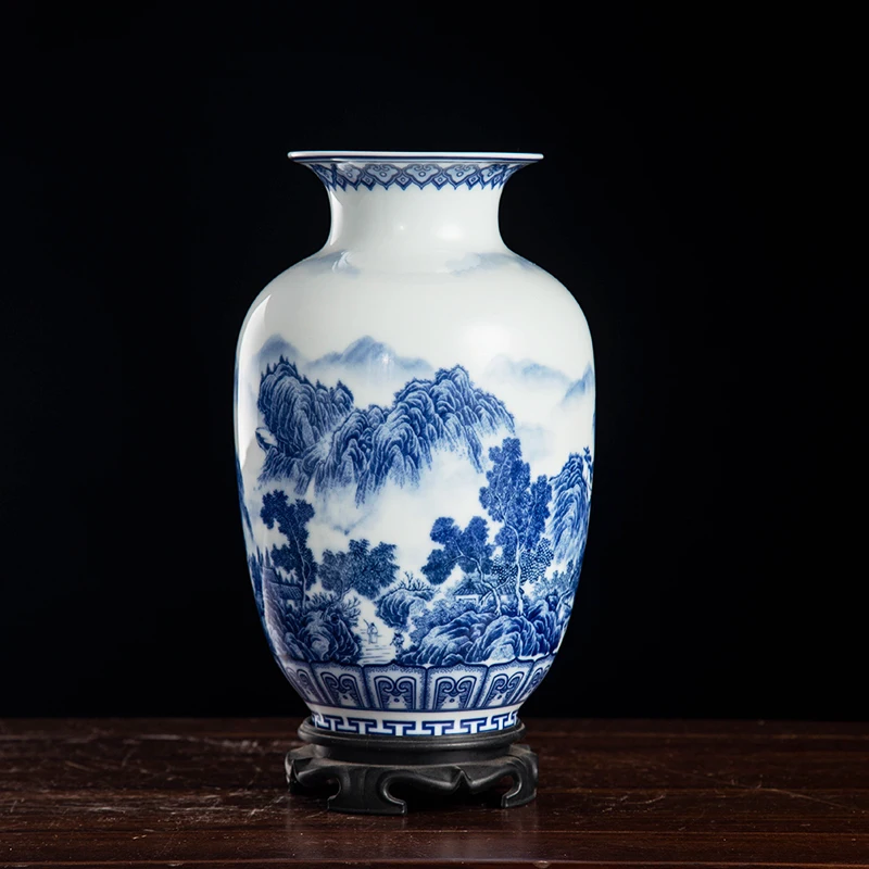 

Jingdezhen Vintage Ceramic Blue and White Vases For Flowers Home Decoration Underglazed Porcelain Vase Furnishing Articles