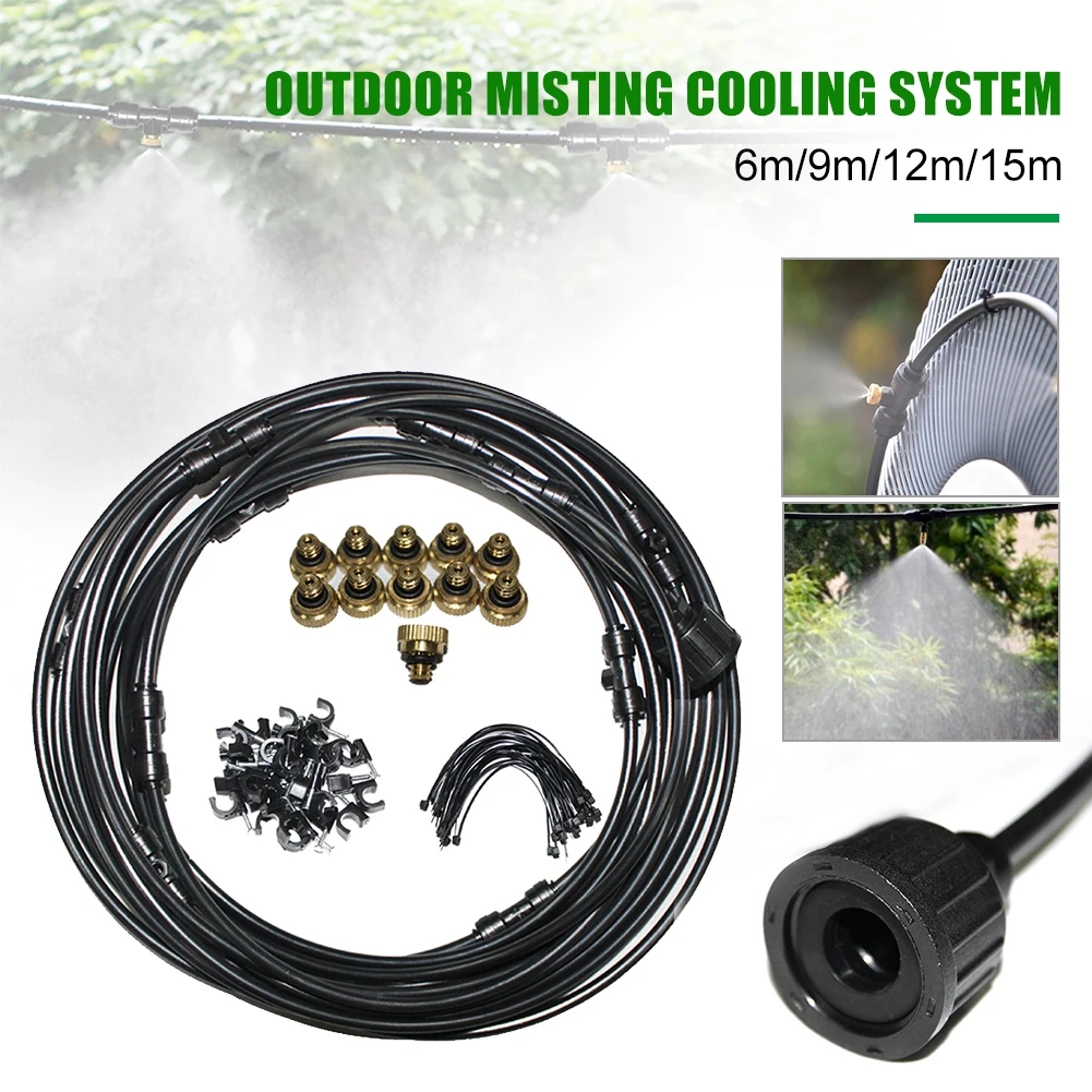 

3/4" Nozzles Mister System For Outside Patio Outdoor Cooling System With PE Hose Brass Mist Adapter For Garden Porch
