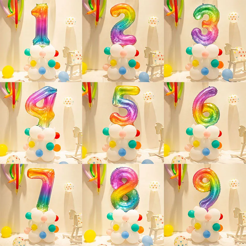 

23pcs/Set Colorful digital Column 40inch Foil Number Balls White Color Balloons For Kids Birthday Babyshower Party Decorations