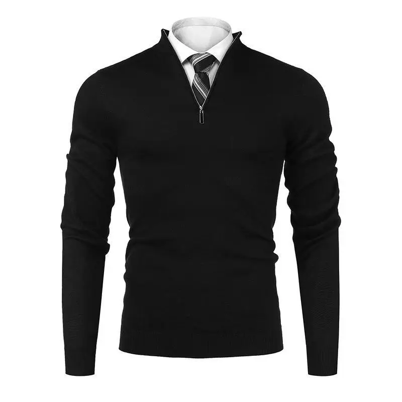 

Brand Cotton Pollovers Sweater Men Casual Sweaters Pull Homme Knitted Pullover Half Zipper Turtleneck Knitwear Polo-Collar S-2Xl