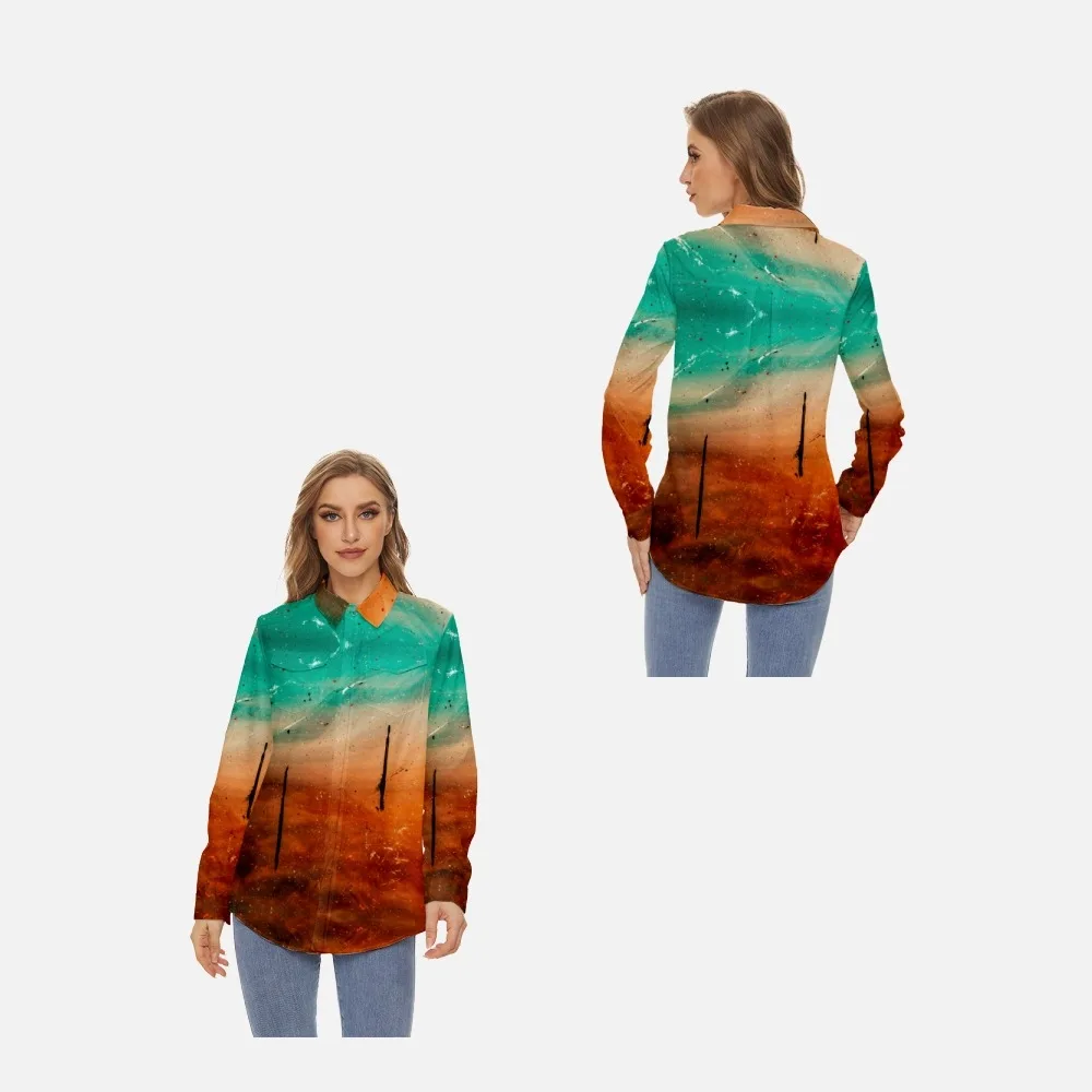 

Women's New Button Graffiti Print 3/4 Sleeve Shirt Summer Casual Top