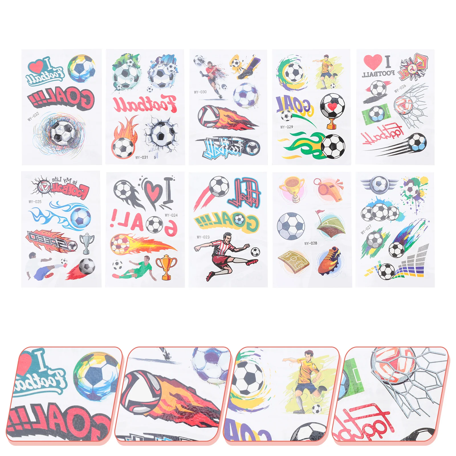 10 листов красочных детских татуировок на тему футбольного мяча, наклейки на детский футбольный мяч, спортивные наклейки для тела