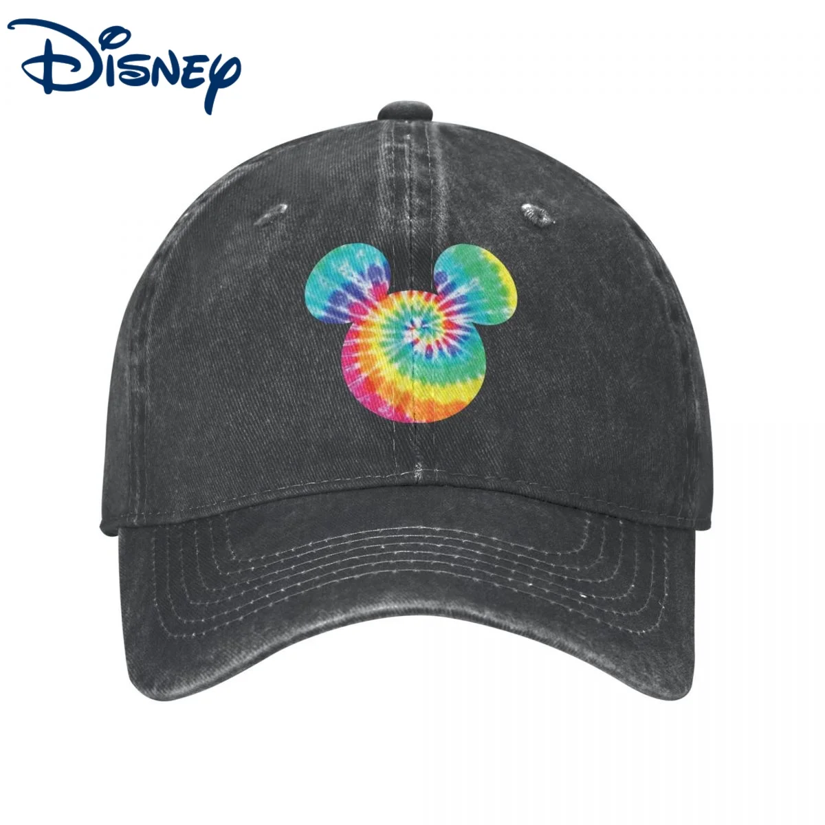 

Disney Mickey Mouse Icon Baseball Cap Vintage Distressed Denim Washed Rainbow Tie-Dye Sun Cap Men Women Outdoor Activities Hats