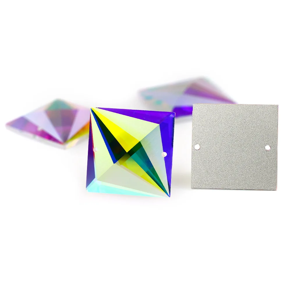 Стеклянная Бриллиантовая маска с кристаллами AB 20 мм квадратная пришивная