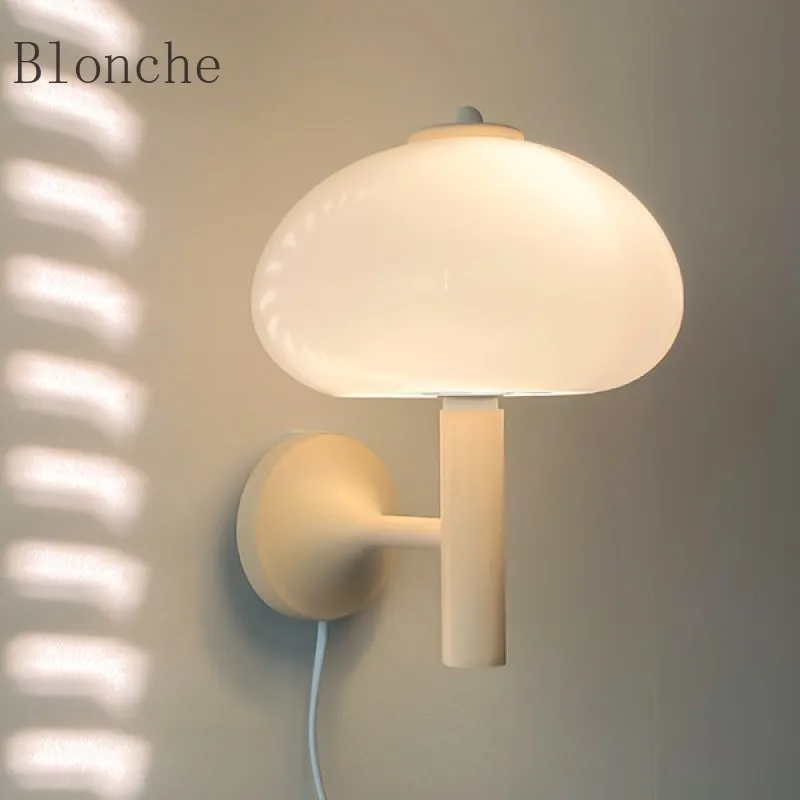 

Винтажная настенная лампа Ins Bauhaus, винтажная настенная лампа в виде кремовых грибов для кабинета, коридора, спальни, шкафа, прикроватная светодиодная настенная декоративная лампа