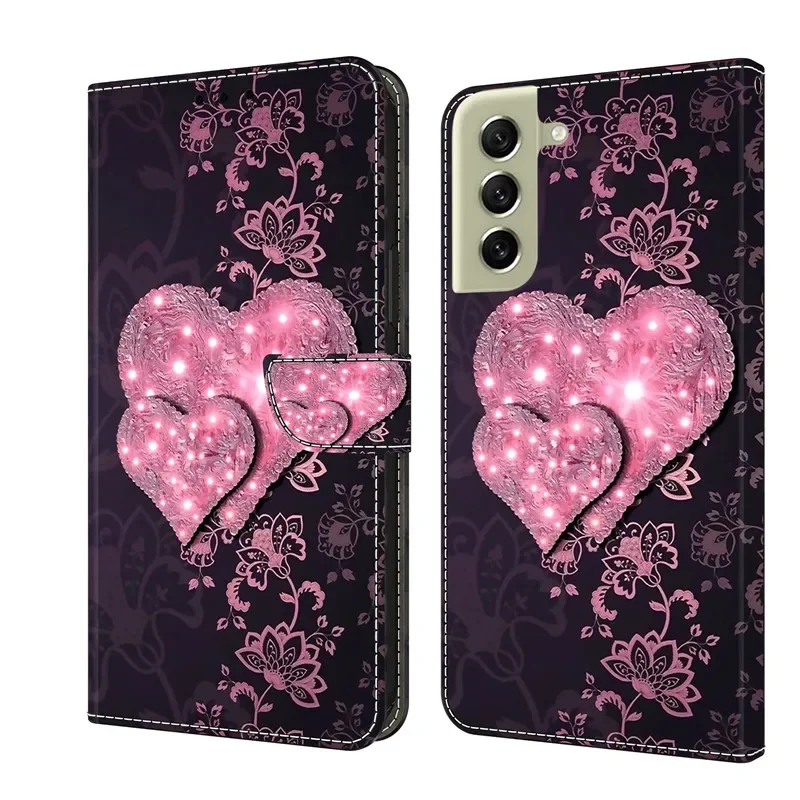 Фото Чехол S21 + для телефона Samsung Galaxy S21 FE Ultra S21Plus S21FE 5G G990B G998B, Кожаные чехлы, Магнитная флип-подставка, симпатичный чехол-кошелек №4