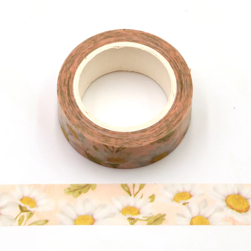 

2022 NEW 1PC 15mm*10m Decorative INS Style Daisy Washi Tape Organizer Scrapbooking Stationery Adhesive Masking Tape