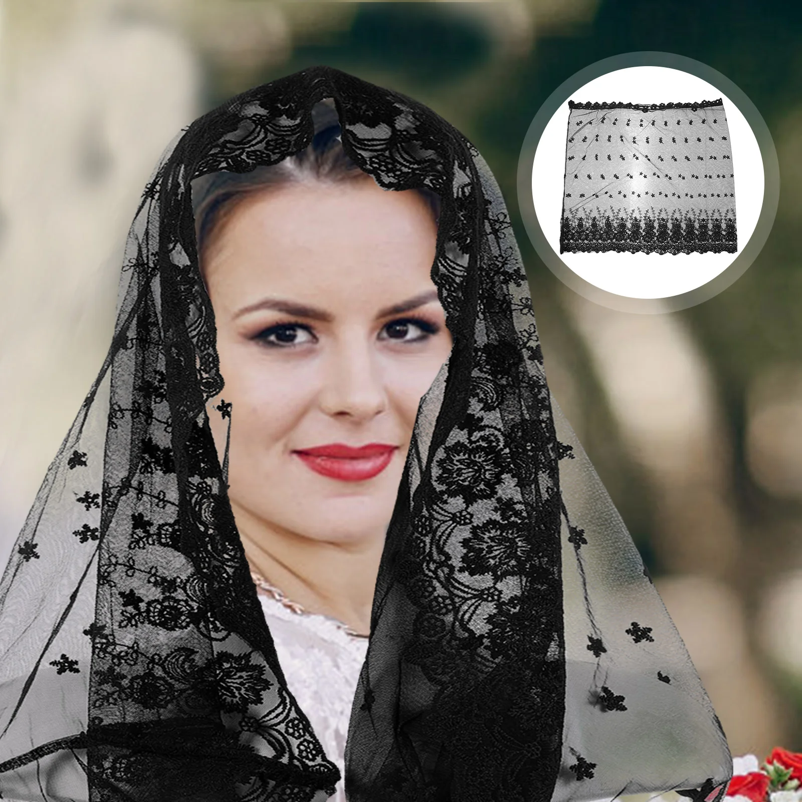 

Bridal Veils Women Decorate Multi-function Church Vintage Cape Brides Lace Women's