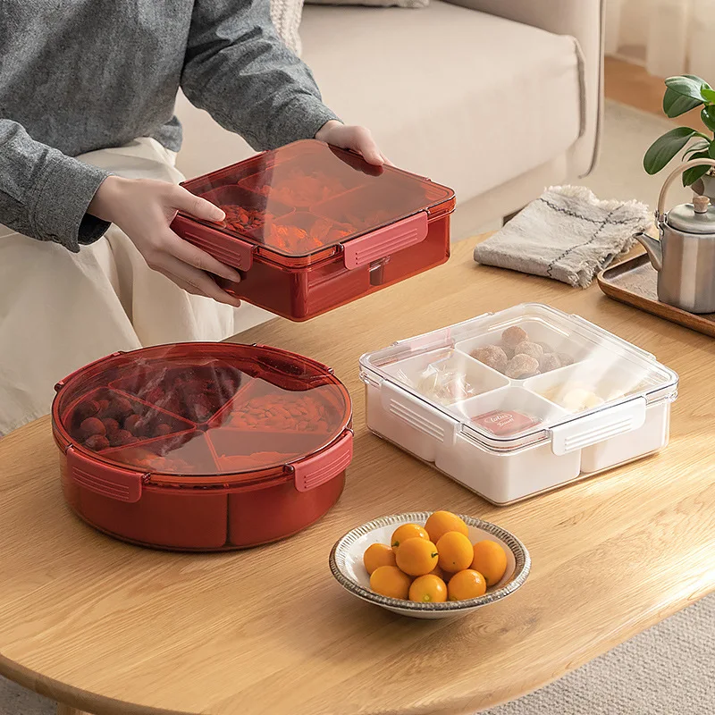 

Snack Tray Cover Household Dried Room Tea Living Table Fruit Detachable Snack Tray Dim Box Fruit Sum Candy Tray Divided