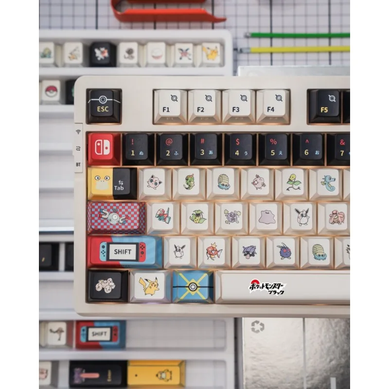 Фото Клавиатурные колпачки Pokemon Mint Candy Reflected Shadow с прозрачной гравировкой сбоку, магнитные, PBT, оригинальные заводские №3