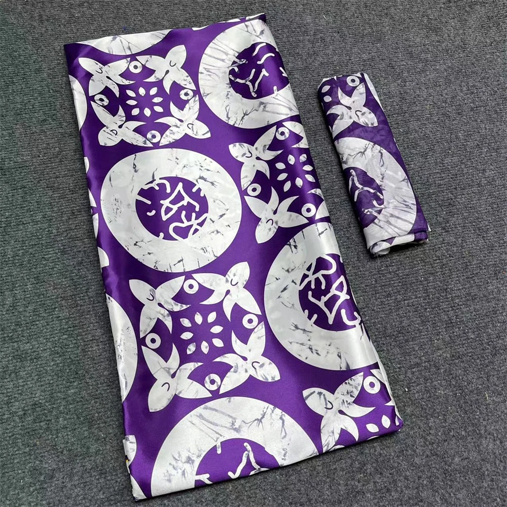 4 + 2 ярда, африканская шелковая вощеная ткань, мягкая атласная ткань, нигерийская лента, Семейный комплект из шифоновой блузки