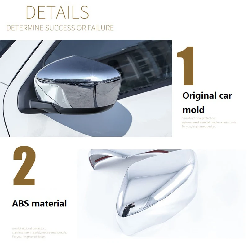 For Nissan Navara NP300 2015-2020 Car Side Door Rearview Mirror Cover Trim Frame Decoration Stickers Accessories Chrome