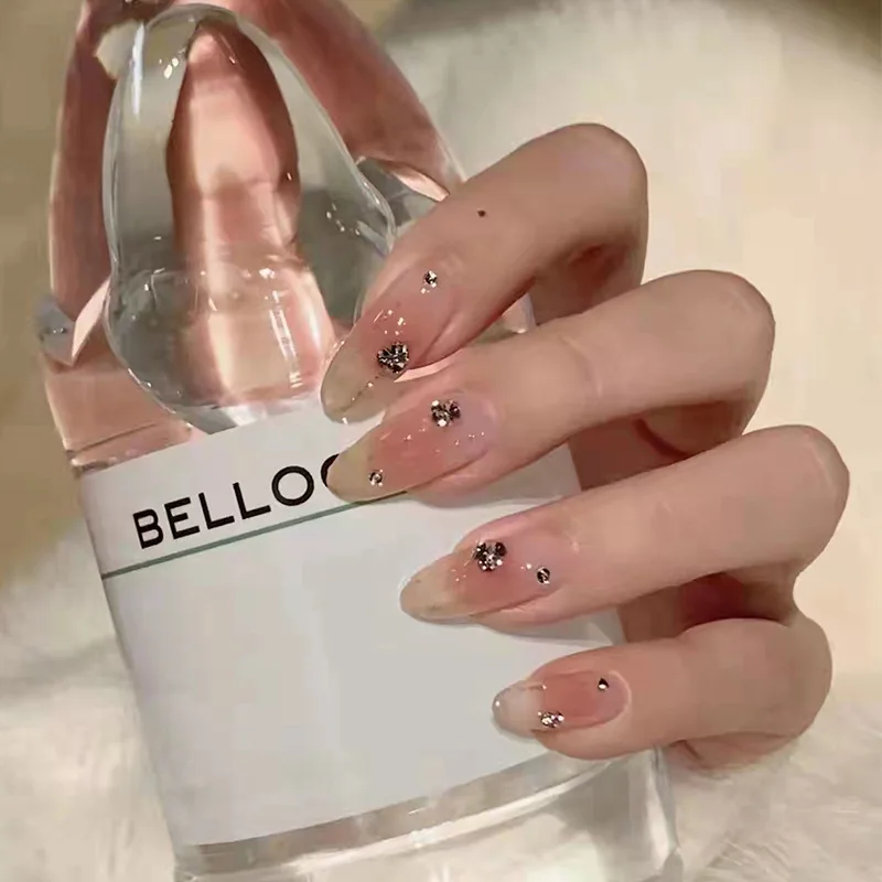 Искусственные Алмазные градиентные искусственные ногти с клеем красивые