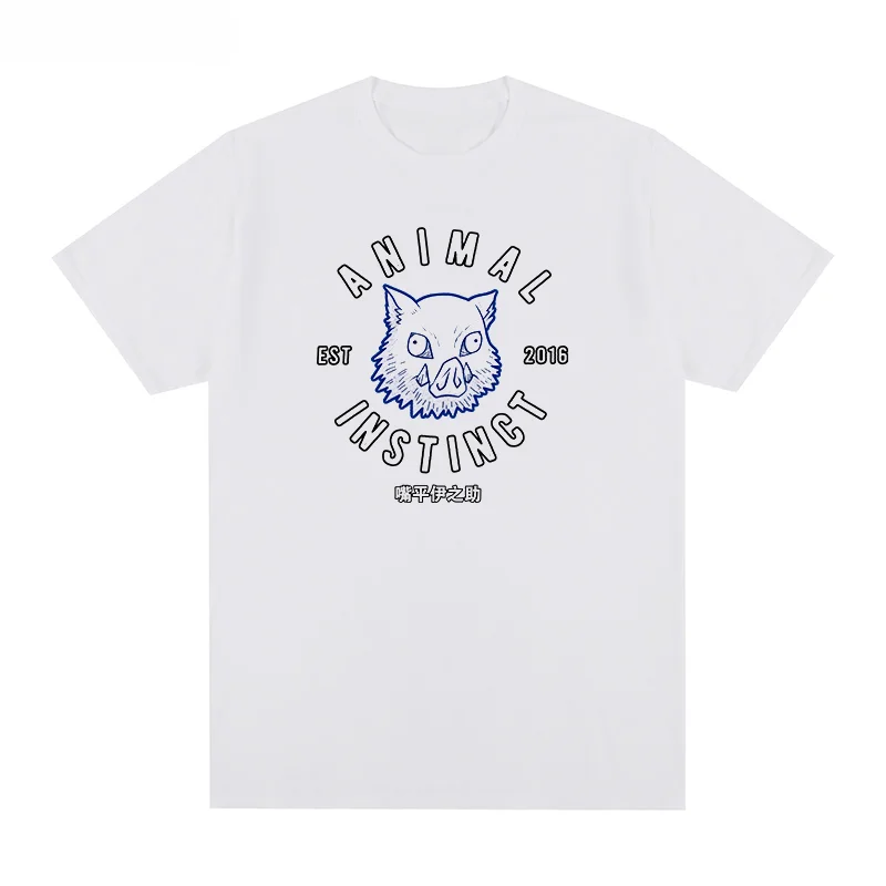 Футболка Kimetsu No Yaiba Inosuke Hashibira с рассеканием демонов Хлопковая мужская футболка