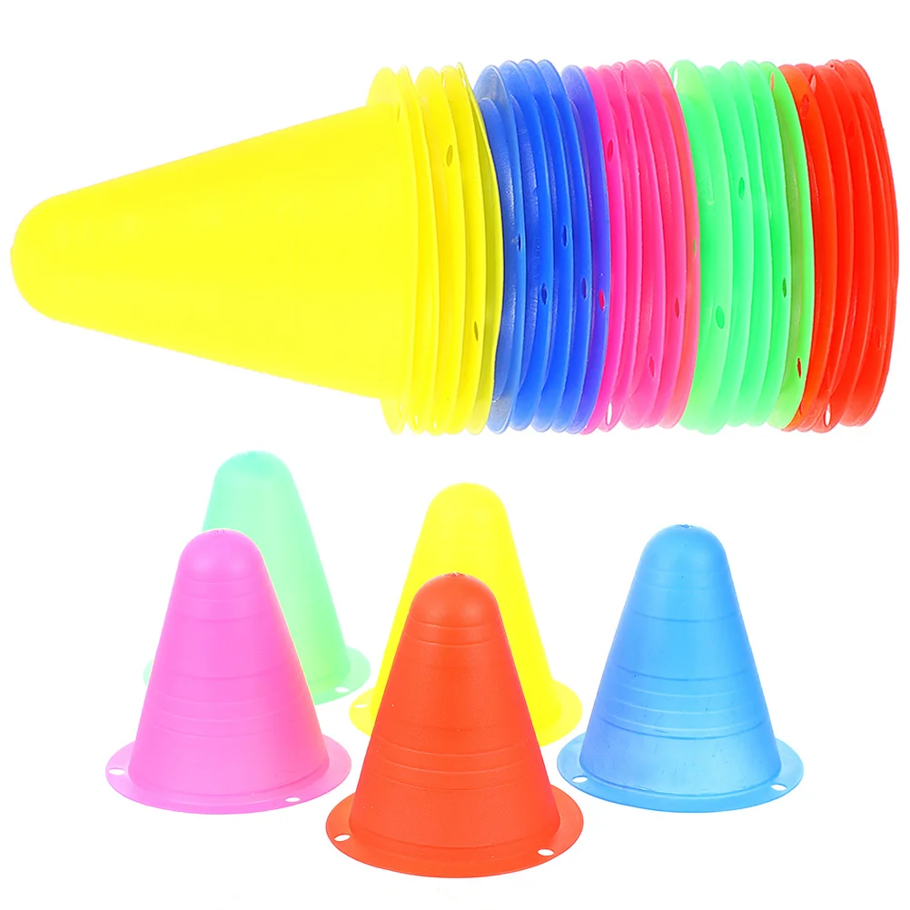

30 Pcs Roller Bollards Colorful Cones Mini Footballs Agility Skating Markers Sports Training Toy Soccer Subscript