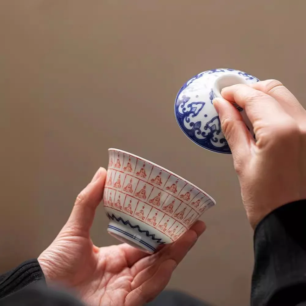 Цзиндэчжэнь керамический Ercai Tureen Dunhuang Тысяча Будды красный втирающий синий и